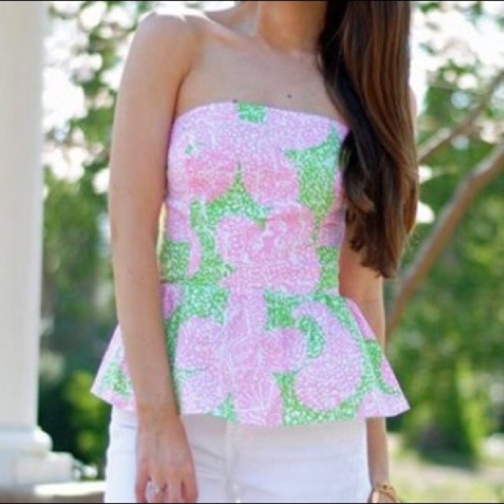 Lilly Pulitzer Shandy Peplum Top Limeade Cheat Ya
